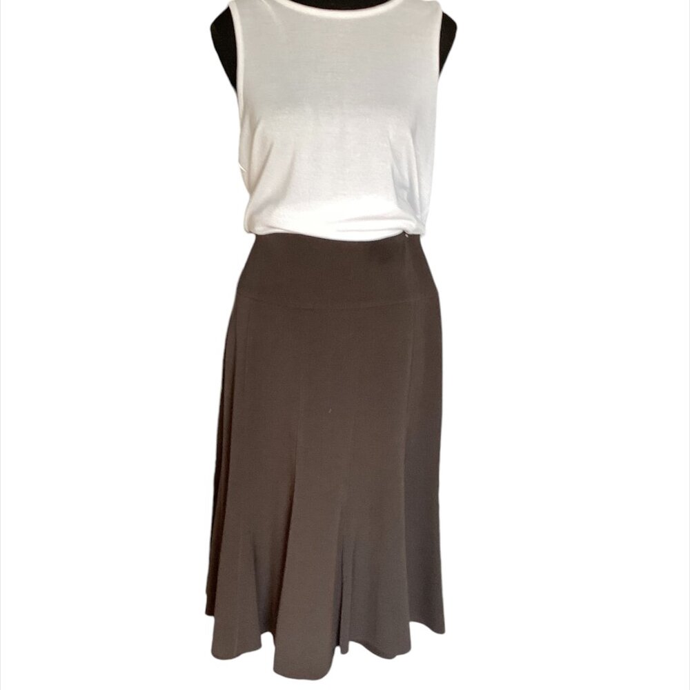 Vintage SUZIE SHEER Women's Panelled Skirt Size 11/12, Brown